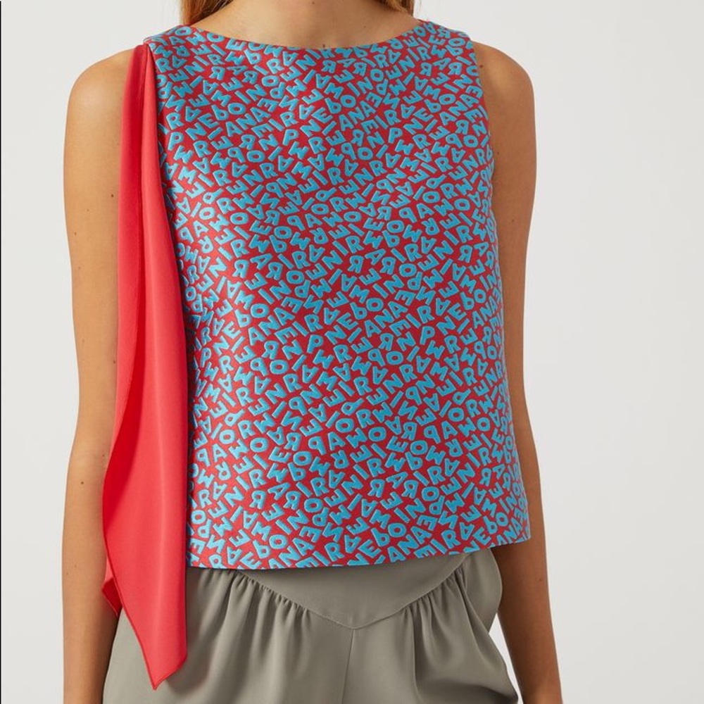 EMPORIO ARMANI SATIN TOP WITH LOGO PATTERN NWT
